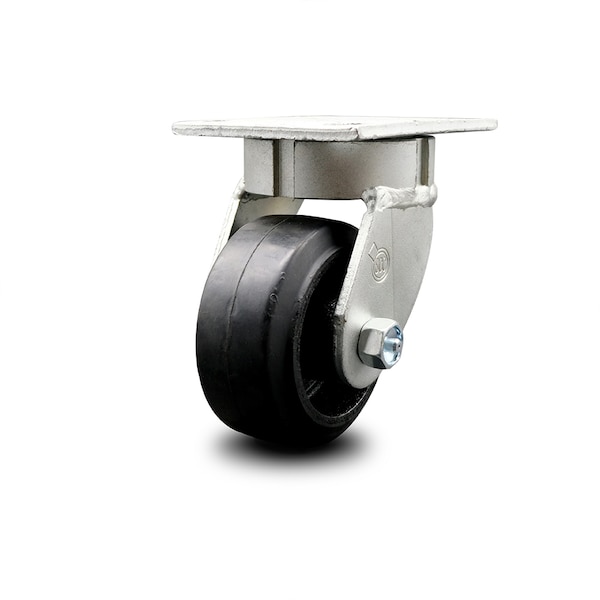 Service Caster 4 Inch Kingpinless Rubber on Steel Wheel Swivel Top Plate Caster SCC-KP30S420-RSR - main